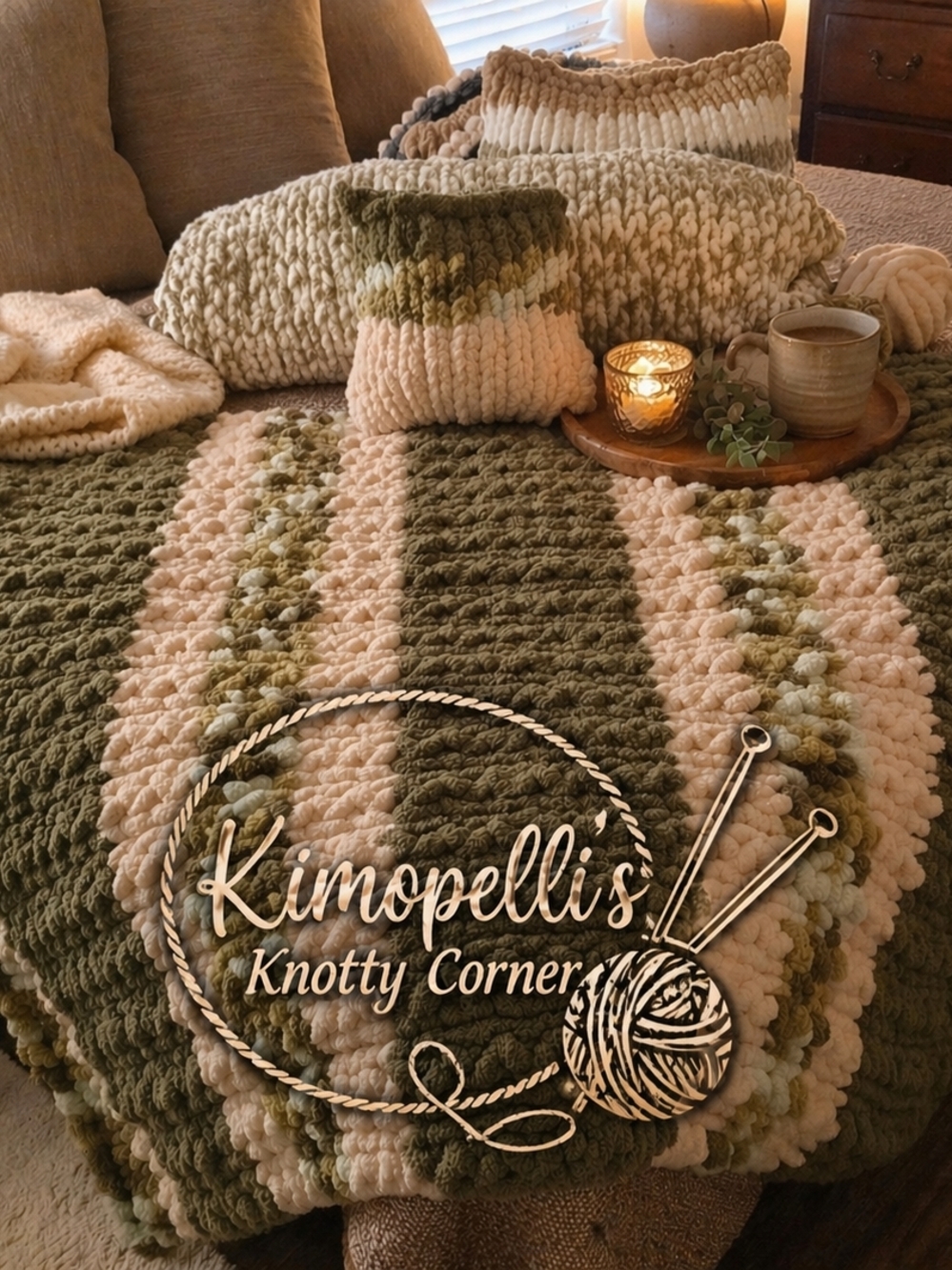 Kimopelli's Whispering sage Knit Throw Blanket